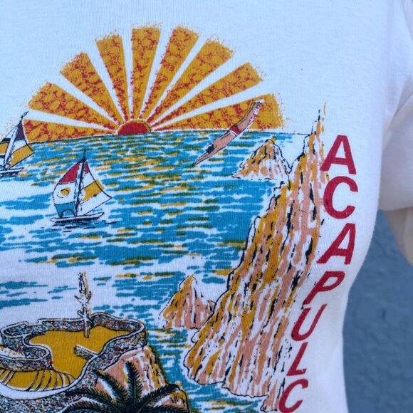 Vintage Mexico T Shirt 50s 60s Acapulco Tee Ringer Retro Xs/S - Picture 8 of 13